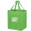 All-In-One Grocery Bag with interior bottle compartment holders, pockets and a hanging loop - Lime