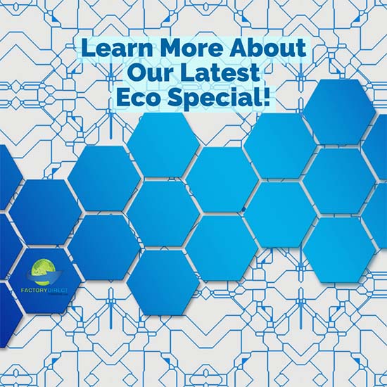 Hexagon pattern for Promotional Ad - Latest Eco Specials on Full Color Custom Reusable Bags!