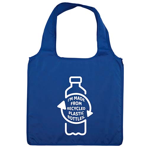 Wholesale custom printed RPET reusable folding totes - Royal Blue - Available in bulk