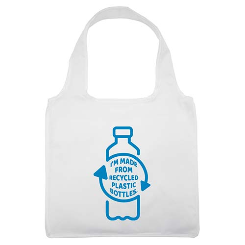Wholesale custom printed RPET reusable folding totes - White - Available in bulk