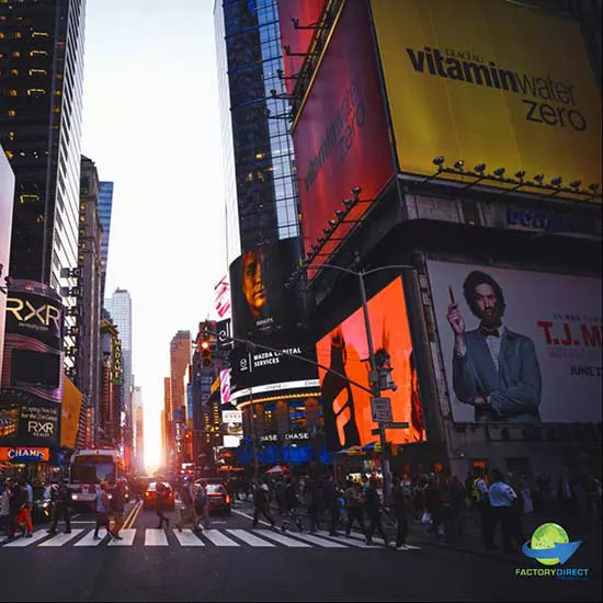 New York City crosswalk at sunset