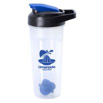 Custom printed blue 21oz promotional blender bottle with agitator ball