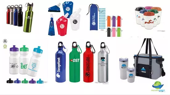 A bevy of drinkware product options for commercial promotional marketing
