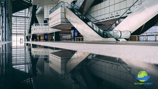 An empty expo convention center during COVID-19 lockdown