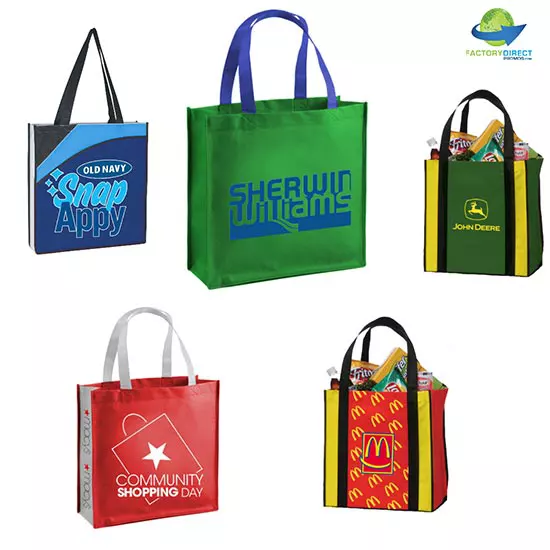 Non-Woven Custom Branded Reusable Bags with Company Logos