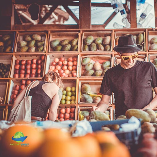 Hipsters shopping at a fresh market