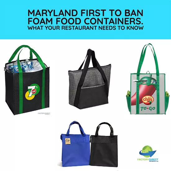 Custom Printed Branded Insulated Reusable Bags an alternative to Styrofoam Food Containers