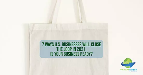 Close-up of white reusable bag with caption overlay