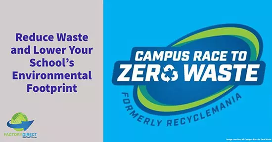 Campus race to zero waste logo with caption: Reduce Waste and Lower Your School’s Environmental Footprint