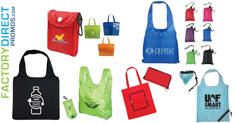 Our best reusable shopping bags with Custom Logo Printed that fold into a pouch.