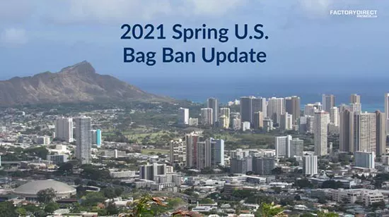 Aerial view of Diamond Head, Hawaii promoting Plastic Bag Ban Update in the USA