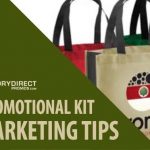 promotional reusable bags behind marketing tips caption