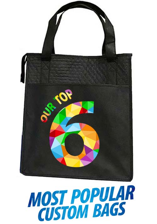 Colorful Custom Printed Insulated reusable bag with zipper closing top