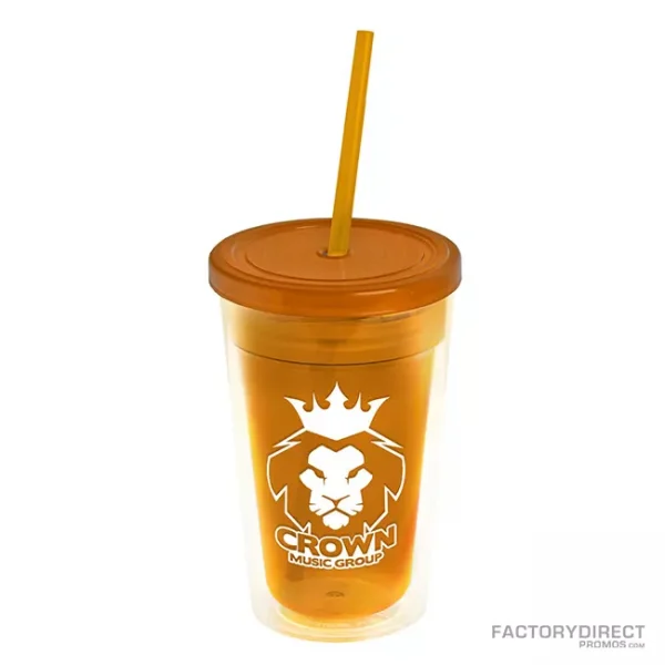 16oz Double Wall Insulated Tumbler - Orange