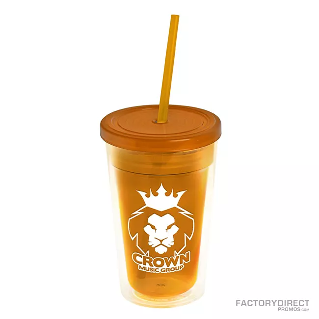 Destin 16 oz Double Wall Tumbler with Straw - Brilliant Promos