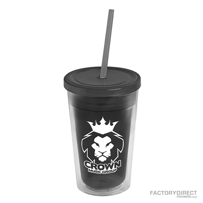 Steel Mill & Co. Tumbler with Straw ,Black