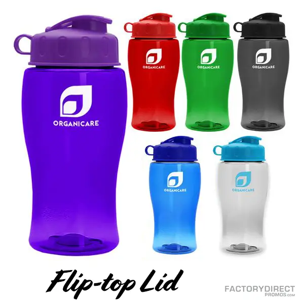 Custom Printed 18oz Transparent Water Bottles w/Flip Top Opening