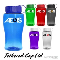 Custom 18oz Transparent Water Bottle with Tethered-cap Lid