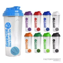 Custom 24oz Shaker Sports Water Bottles with matching lids and mixing balls