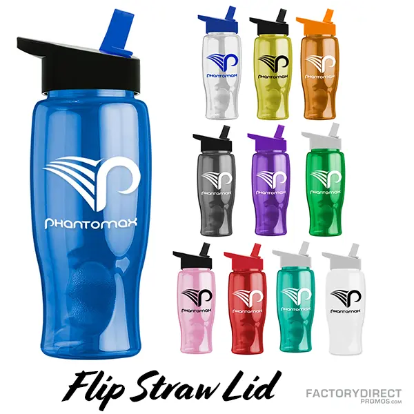 Custom Printed 27 oz. Translucent Flip Straw Water Bottle