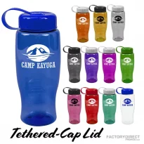 27oz Transparent Water Bottle with Tethered-cap Lid