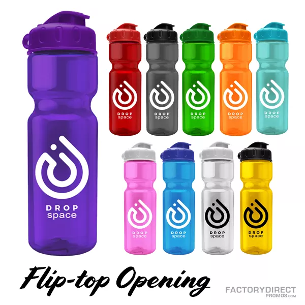 28oz Transparent Custom Water Bottles – Pull Top