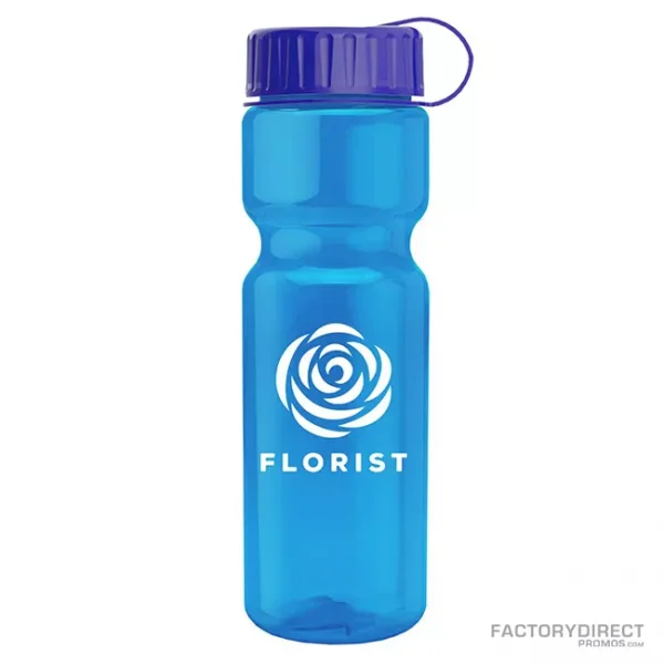 Custom 28oz Water Bottle with Tethered Twist-on Cap - Blue