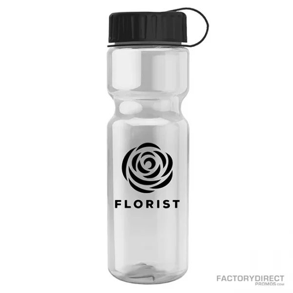 Custom 28oz Water Bottle with Tethered Twist-on Cap - Clear