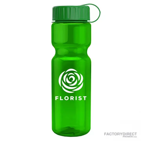 Custom 28oz Water Bottle with Tethered Twist-on Cap - Green