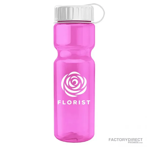 Custom 28oz Water Bottle with Tethered Twist-on Cap - Pink