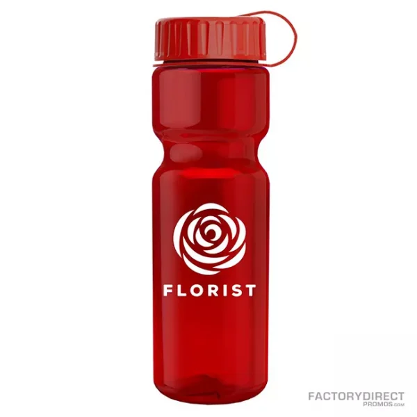 Custom 28oz Water Bottle with Tethered Twist-on Cap - Red