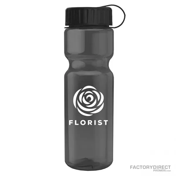 Custom 28oz Water Bottle with Tethered Twist-on Cap - Smoke