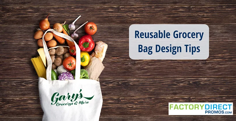 Reusable Grocery Bag Design Tips. Custom cloth grocery bag with fresh produce.