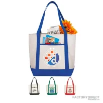 Polypropylene Reusable Boat Tote Bags - Large opening - Available in black, blue, green, purple, and red.