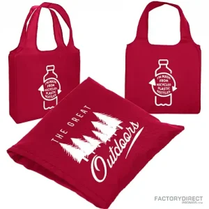 Wholesale custom printed RPET reusable folding totes - Red - Available in bulk