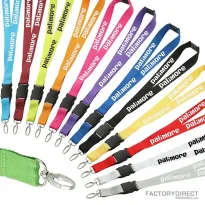Custom silk screen printed polyester lanyards with breakaway clip - Assorted colors