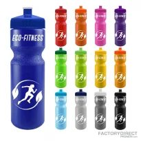 Selection of available colors of wholesale custom bike bottles in bulk.