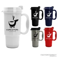 Wholesale Custom Reusable Coffee Cups in Bulk, Choice of cup and lid color.