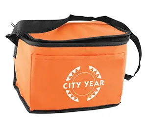 Custom orange insulated promotional lunch tote bag