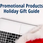 Santa hat on laptop with pen and gift — Promotional Products Holiday Gift Guide
