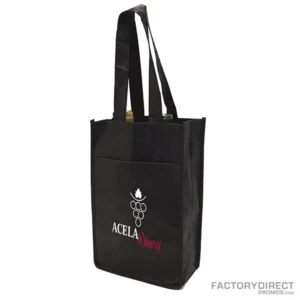 Custom 2-bottle wine tote with color printed logo